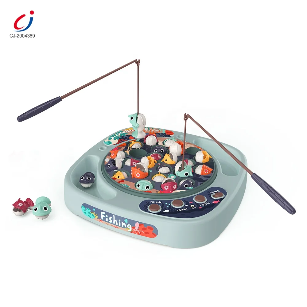 Chengji educational plastic play set child interactive musical rotating battery fishing game toy for kids