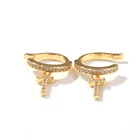 Zircon Charm Earring Hip-hop Jewelry Zircon Cross Ear Trip Blingbling Character Unisex Charm Fine Earring
