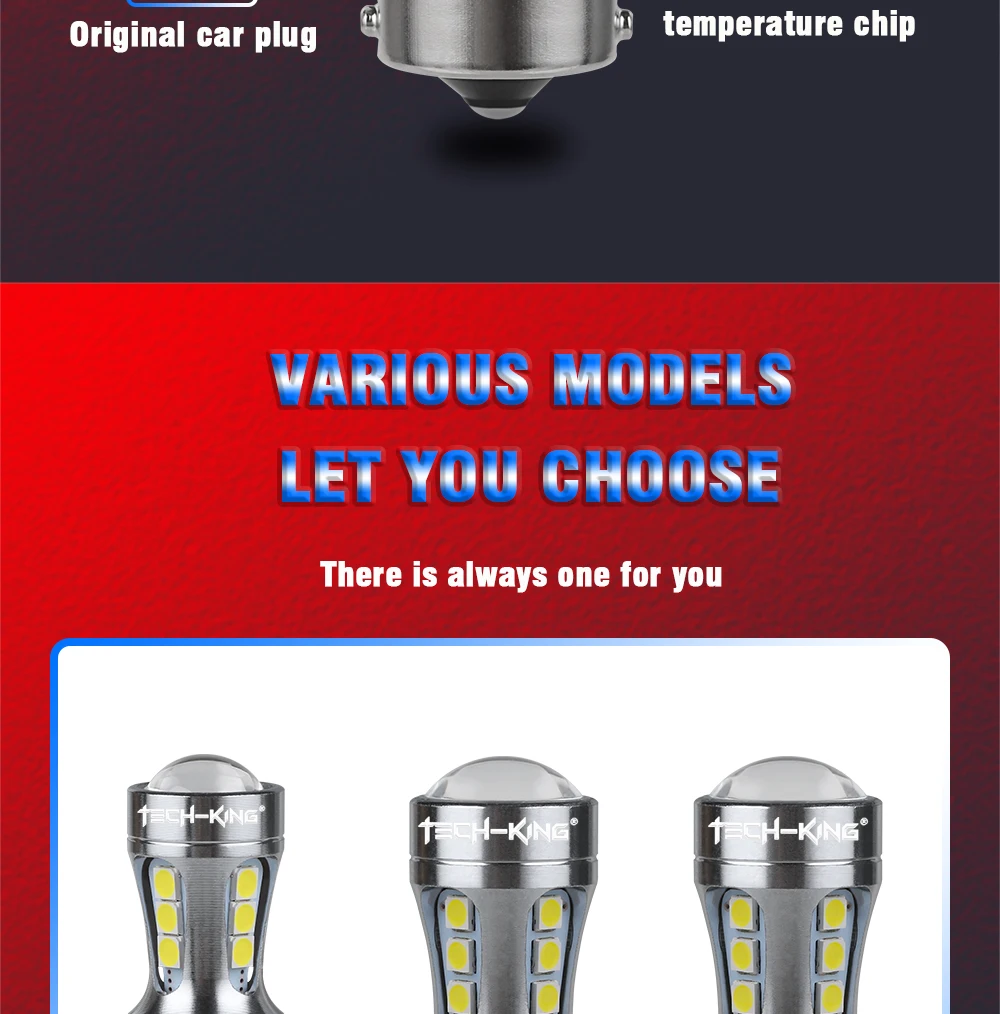 TECH KING Super Bright Canbus 12V 5W 3030 18SMD W21/5W 1157 7440 Car Led decode reverse lights Read turn signal brake bulb