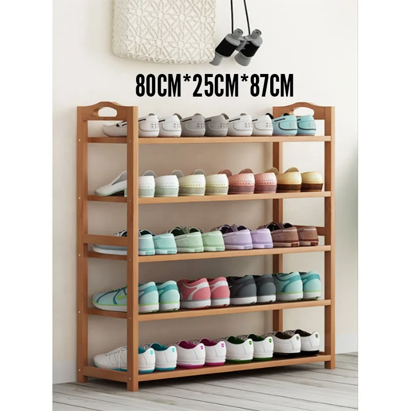 Shoe rack Bamboo simple household doorway Economical dust-proof shoe cabinet Solid wood province space storage shelf