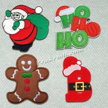 Custom Christmas Chenille Embroidery Patch Design Iron-On Canvas Fabric with Beads Decoration for Hat