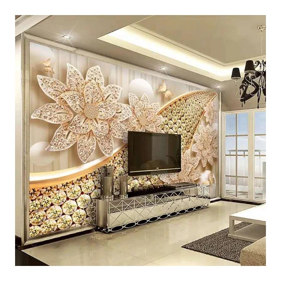 New Designs Wall Murals Home Decor Flower 3d 5d 8d Mural For Living Room -  Buy Customized Wall Mural 3d 5d 8d 16d Embossed Wall Decoration For Home Tv  Background,Eco-friendly 3d 5d