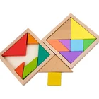 Education Toys Factory Wholesale Children Early Education Toys Colorful Wooden Tangram Puzzle Board