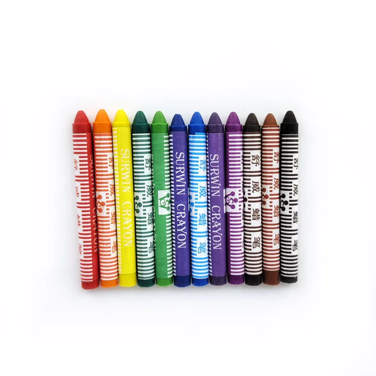 NO.88 12-Color Plastic Wax Crayon Set Bath-friendly Kids Drawing Crayons Wholesale Boxed Crayons