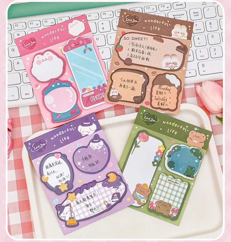 Cute Cartoon Sticky Notes Pack - Creative Self-Adhesive Memo Pads for ...