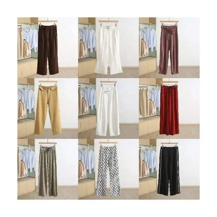 Spring and fall new embroidered sports pants wide leg pants women's drawstring high-waisted loose casual pants