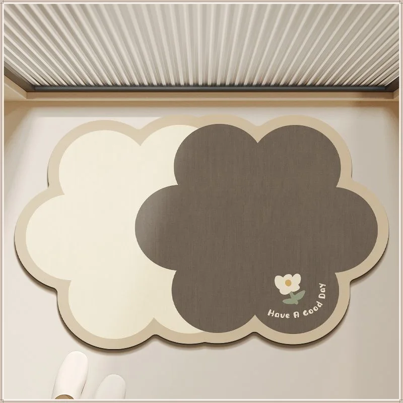 PVC Novelty Print Bathroom Water-absorbing Floor Mat with Anti-Slip Rubber Back Quick-Dry Eco-Friendly details