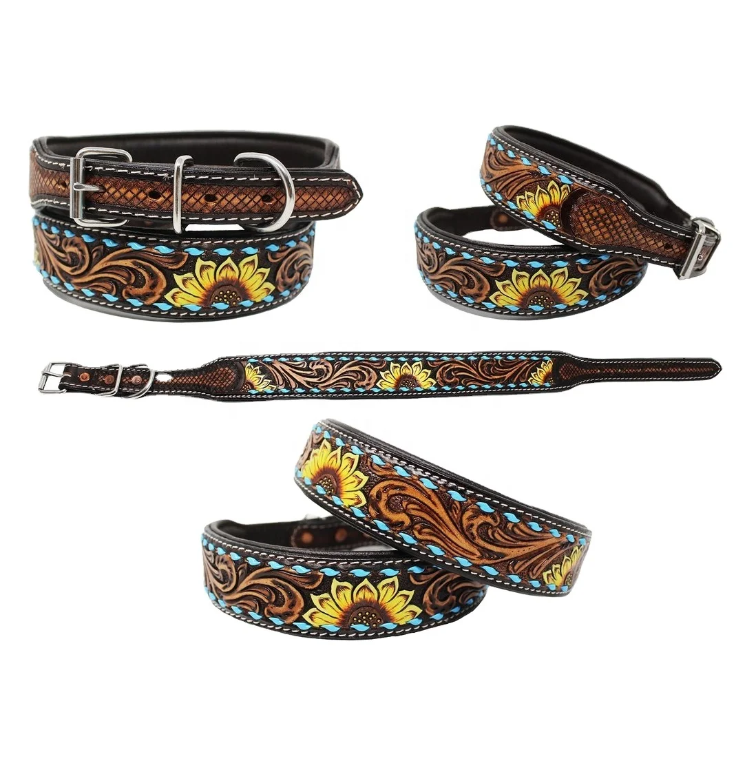 western tooled dog collars