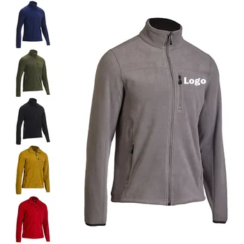 Wholesale Logo Outdoor Zipper Polyester Company uniform Staff Men's Full Zip Up Custom Tech Micro Polar Fleece Jacket Men