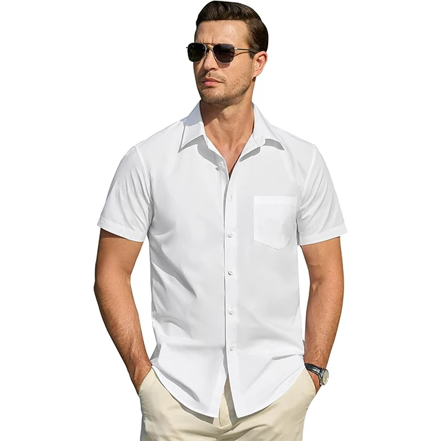 Men's Short Sleeve Button Down Lyocell Shirts Casual Summer Beach Cuban Collar Wedding Shirt with Pockets H901fe67d94a646bca5a99c76b4e73f13v