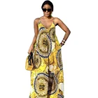 Clothes Bohemian Digital Print Suspender Wide-leg Dress Woman's Boho Clothes