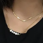 Pearl Necklace Women Snake Chain New Design Ins High Quality 14K Gold Fresh Water Pearl Necklace