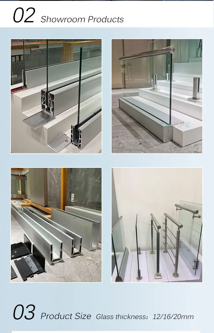 Aluminum U Channel Glass Railing Balustrade Profile U Channel Stainless