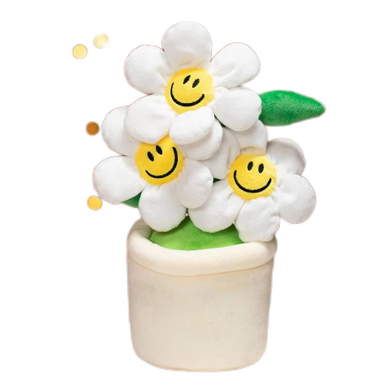 Custom Smile Face Sunflower Green Plant Potted Plush Toy Flower Pots Soft Stuffed Toy Plush Flowers Women Kids Girls Gifts