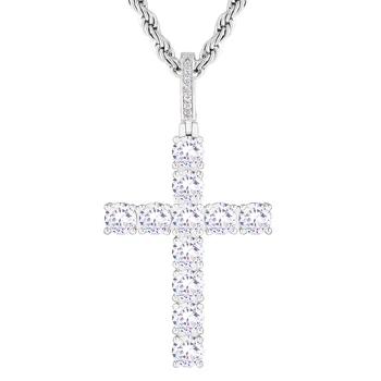 KRKC Hip Hop 5A CZ Iced Out Diamond Cross Pendant Necklaces for Men Women
