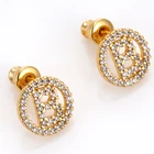 Brass Stud Earrings Brassbrass Fashion Jewelry 18K Gold Plated Brass Cz Stone Letter B Stud Earrings For Women 2021