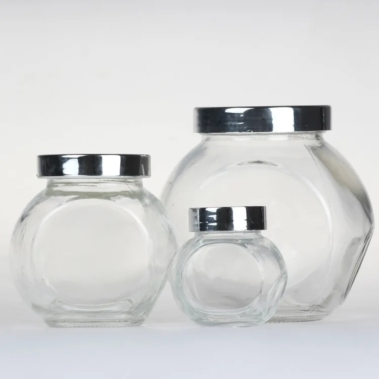 Wholesale 480ml Spice Bottles Glass Jam Jelly Glass Jar With Metal Lid