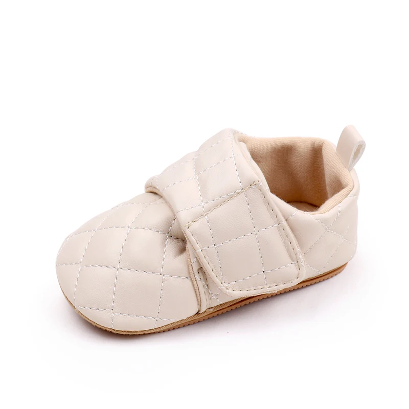 Spring and Autumn Solid Color Diamond Lattice Soft Sole Non-slip Baby Walking Shoes for Girls details
