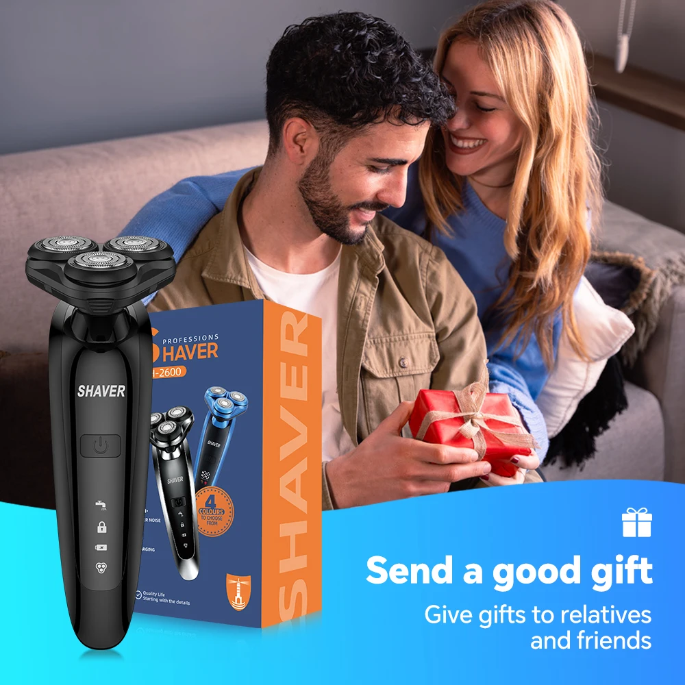 Three-Blade Stainless Steel Rotary Electric Shaver Waterproof Blade with TYPE-C Charging Floating Design for Household RV Use supplier