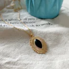 Oval Pendant Oval Vianrla 925 Sterling Silver Gemstone Necklace Oval Shape Gold Plated Onyx Pendant Necklace