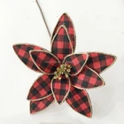 Christmas Glitter Twigs Artificial Fabric Poinsettia Flower Head For Christmas