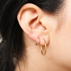 Round Earrings BUREI Wholesale Fine Jewelry 25mm Round Luxury Gold Hoop Earrings Stainless Steel