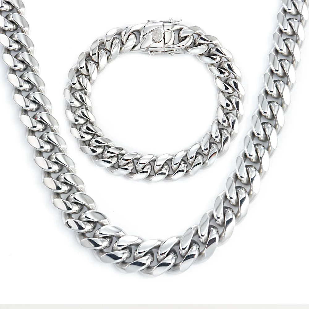 LIFETIME WARRANTY 18k gold cuban chain stainless steel necklace for men women 