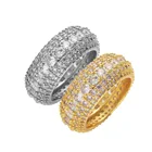 Diamond Band Fashion Selling Hiphop Luxury 18k Gold Plated Diamond Engagement Band Wedding Ring