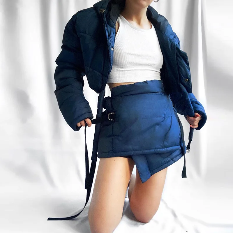 Cotton Top Jacket Hoodie & Bodycon Skirt Set