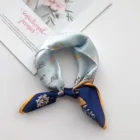 Scarf Square 2020 New Style Silk Scarf Female Vines Flower Blue Print 90 Square Scarf Cover Scarf Wholesale Customization
