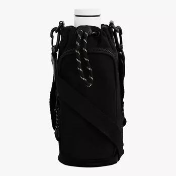 Drawstring Custom Adjustable Nylon Crossbody Handbag Water Bottle Carrier Sling Bag With Shoulder Strap