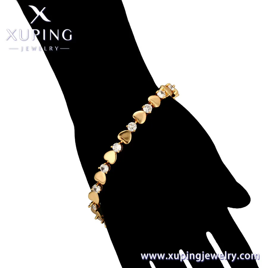 bracelet-451 xuping  Early autumn style peach heart inlaid diamond chain creative design sense of high quality 18K gold bracelet