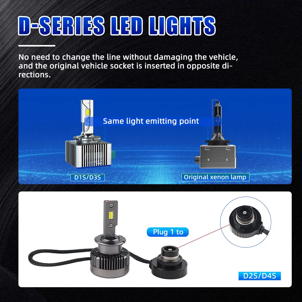 D Series 90w 25000lm Led Car Headlights D1s D2s D3s D5s D8s Csp Chip