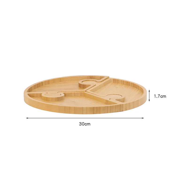 1 bamboo plate  3 Grid of Plate Snack Candy Biscuit Desert Sushi Living Room Dinnerware  Dish Plates Saucer