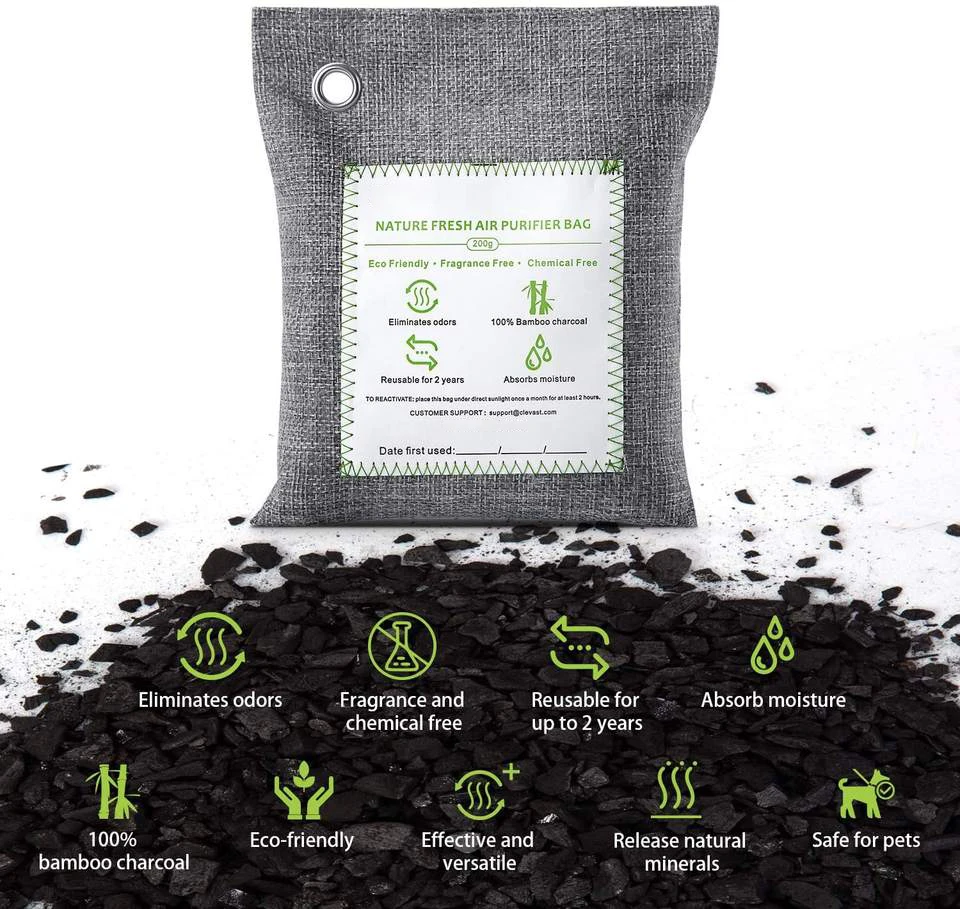 200g Bamboo Charcoal Air Purifying Bag Naturally Freshen Air With