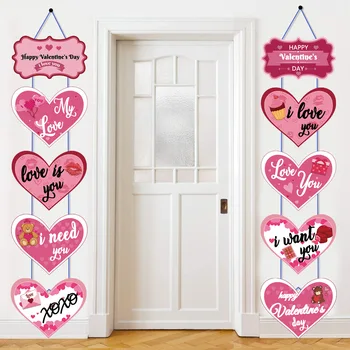 Nicro Valentine's Day Themed Party Decorations Pink Love Shaped Door Hanging Valentine's Day Festive Pendant