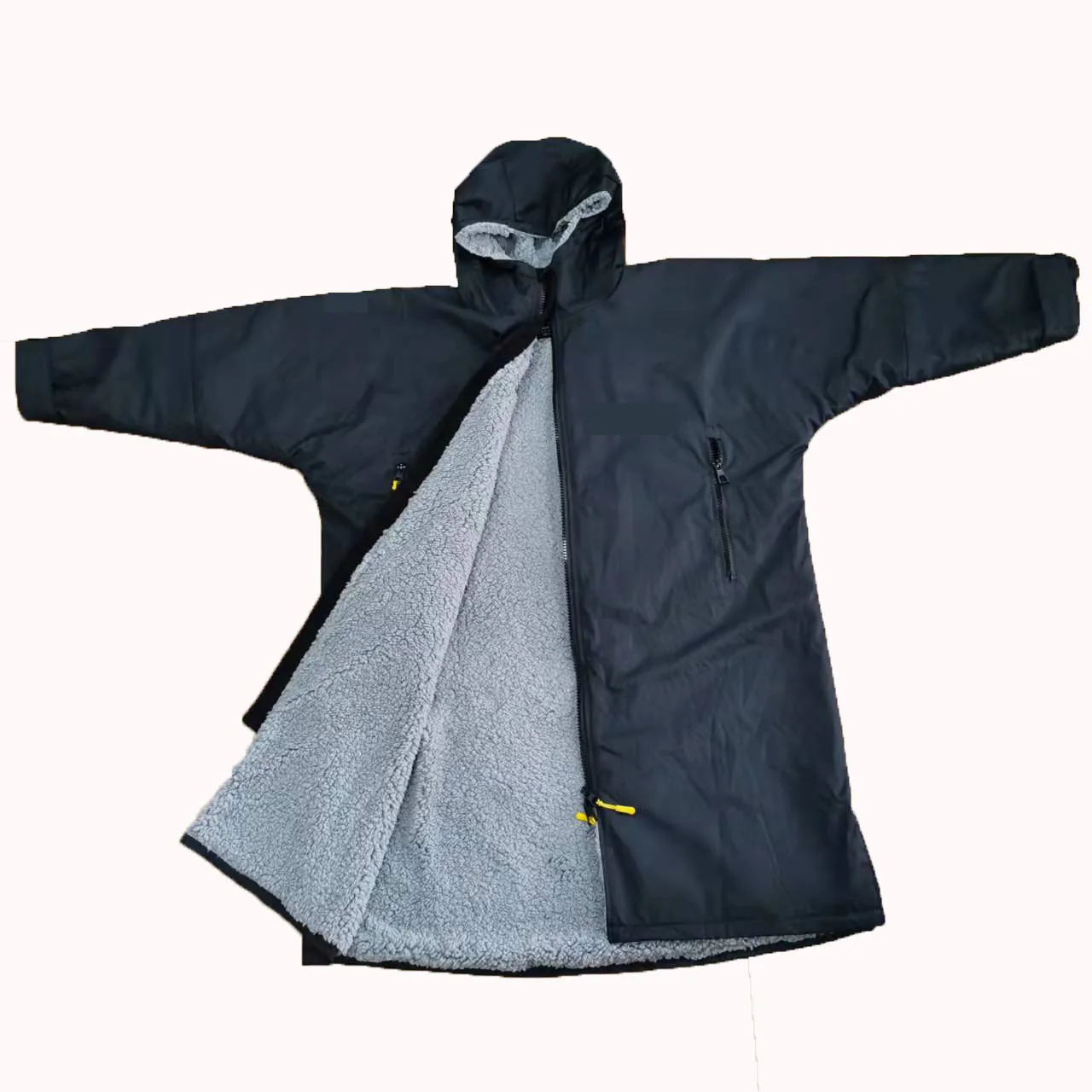 Waterproof Poncho adult beach robe poncho with cotton towel lining logo embroidery surf hooded waterproof changing coat
