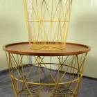 Iron Table 2 Sets Cheap Cafe Furniture Iron Wire Side Table With Metal Mesh Frame For Living Room Coffee Table Round