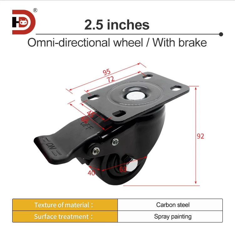 Low Center of Gravity Omnidirectional Caster 3-inch High Load-bearing Wear-resistant Nylon Wheel Equipment Load-bearing Wheel manufacture
