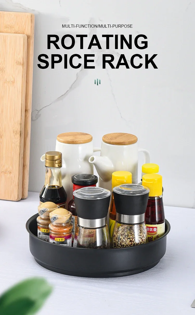 Modern 3-Tier Black Spice Rack Eco-Friendly Standing Type with Lacre for Kitchen Counter Storage Organizer