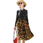 Floral Fashion Silk Dress Autumn Women's Dress Backless Floral Print Silk Dresses