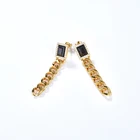 Copper Earrings Earrings 2021 Stylish Personalized 18k Gold-plated Copper Earrings With Black Square Zircons