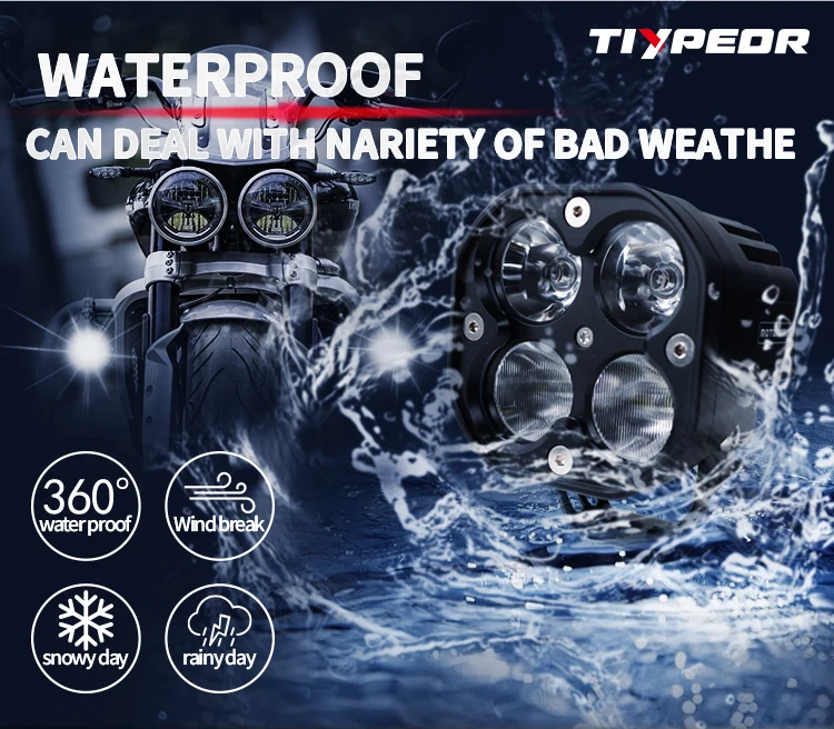 product tiypeor 40w ip68waterproof cnc aluminum brighter auxiliary fog motorcycle driving led spotlight headlight for off road atv utv-4