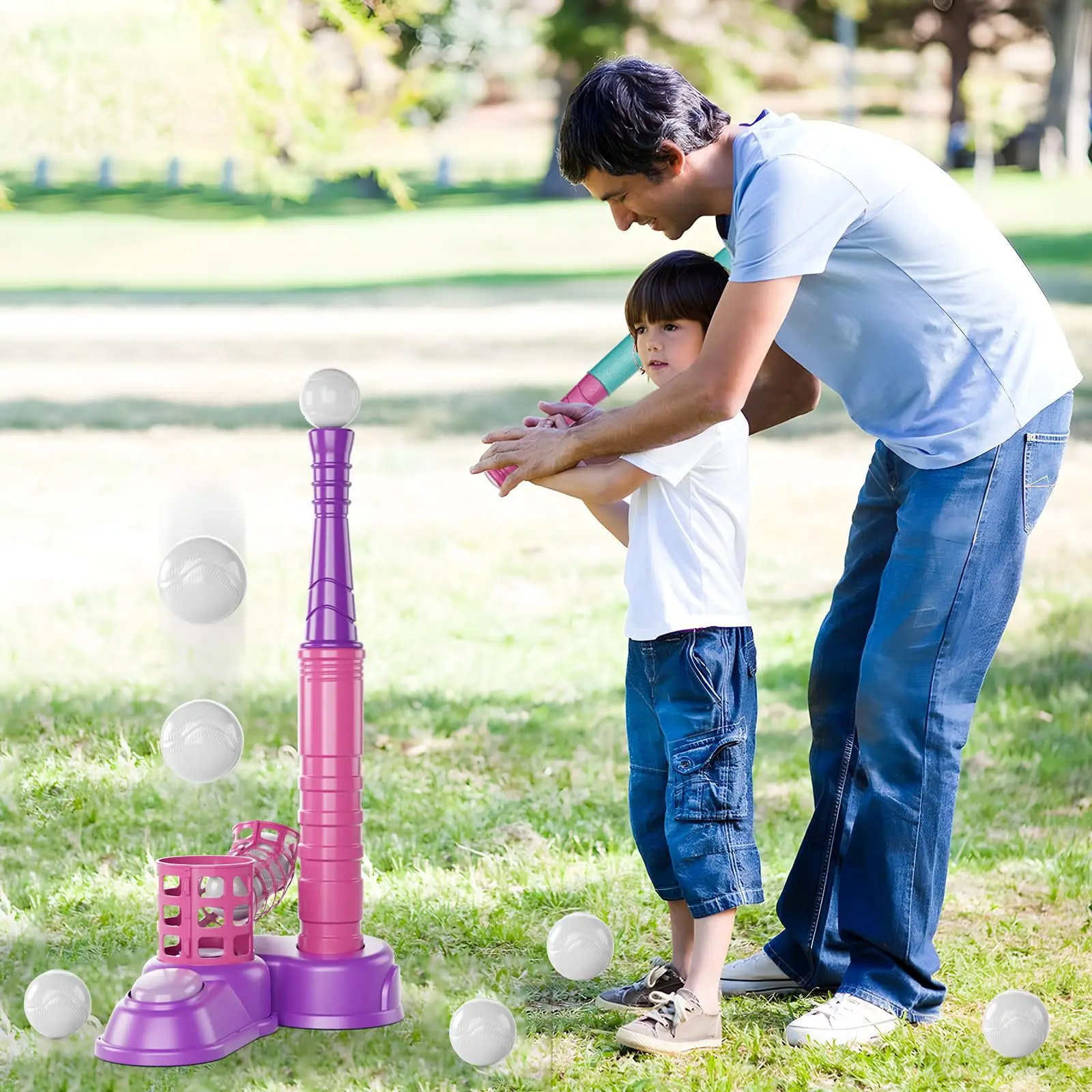 Children's Two-in-One Baseball Training Set Indoor and Outdoor Sports Toys with Catapult Device