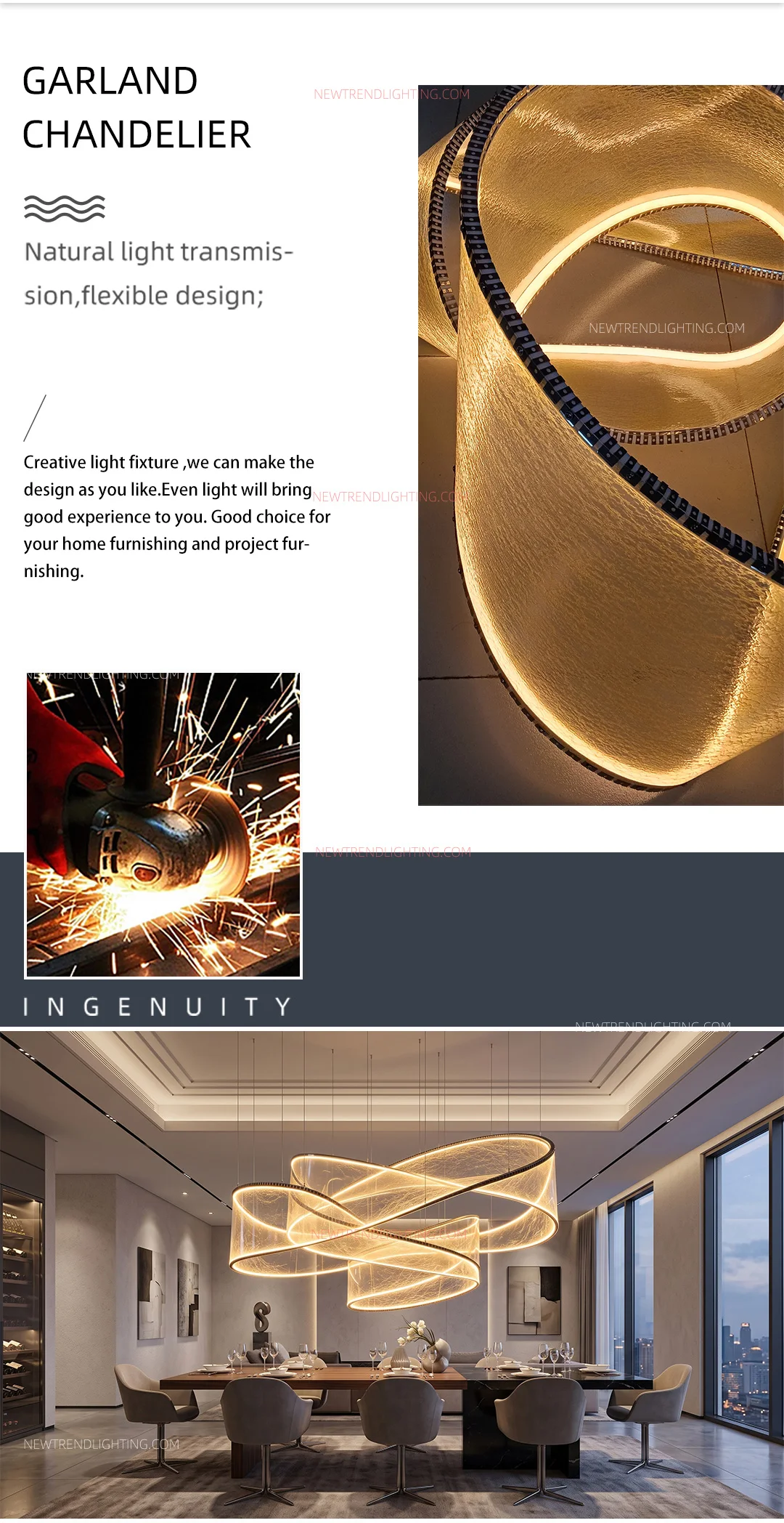 cpl 524 bespoke flowing ribbon led chandelier oversized sculptural statement lighting for hotel lobby atrium-1