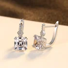 Silver Gemstone Earring Earrings Silver Gemstone Earrings CZCITY Square Shape Sterling Silver 925 Lab Gemstone Morganite Earring For Women Exquisite Drop Earrings