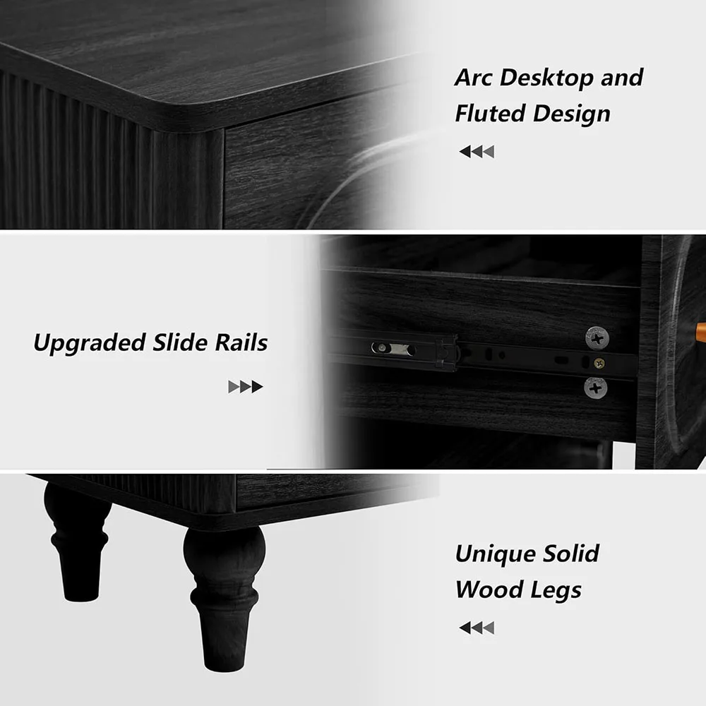 product mid century modern 5 drawer fluted dresser large wood storage organizer for bedroom living room-3