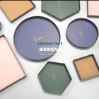 Tray Leather Pad Metal Iron Storage Tray