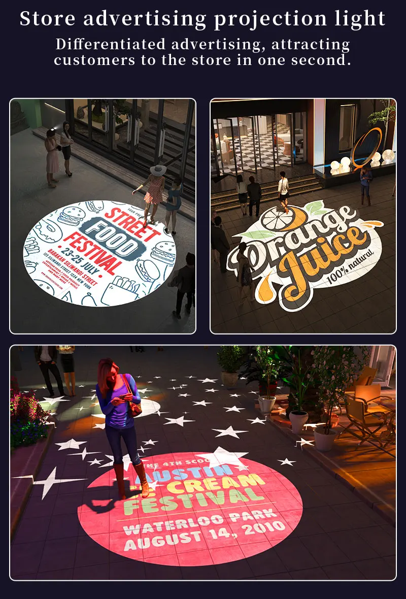 Logo Projector Free Custom Advertising Lights 100W150W Led Gobo Light Business Sign Wall Projection Lamp Outdoor Waterproof IP67