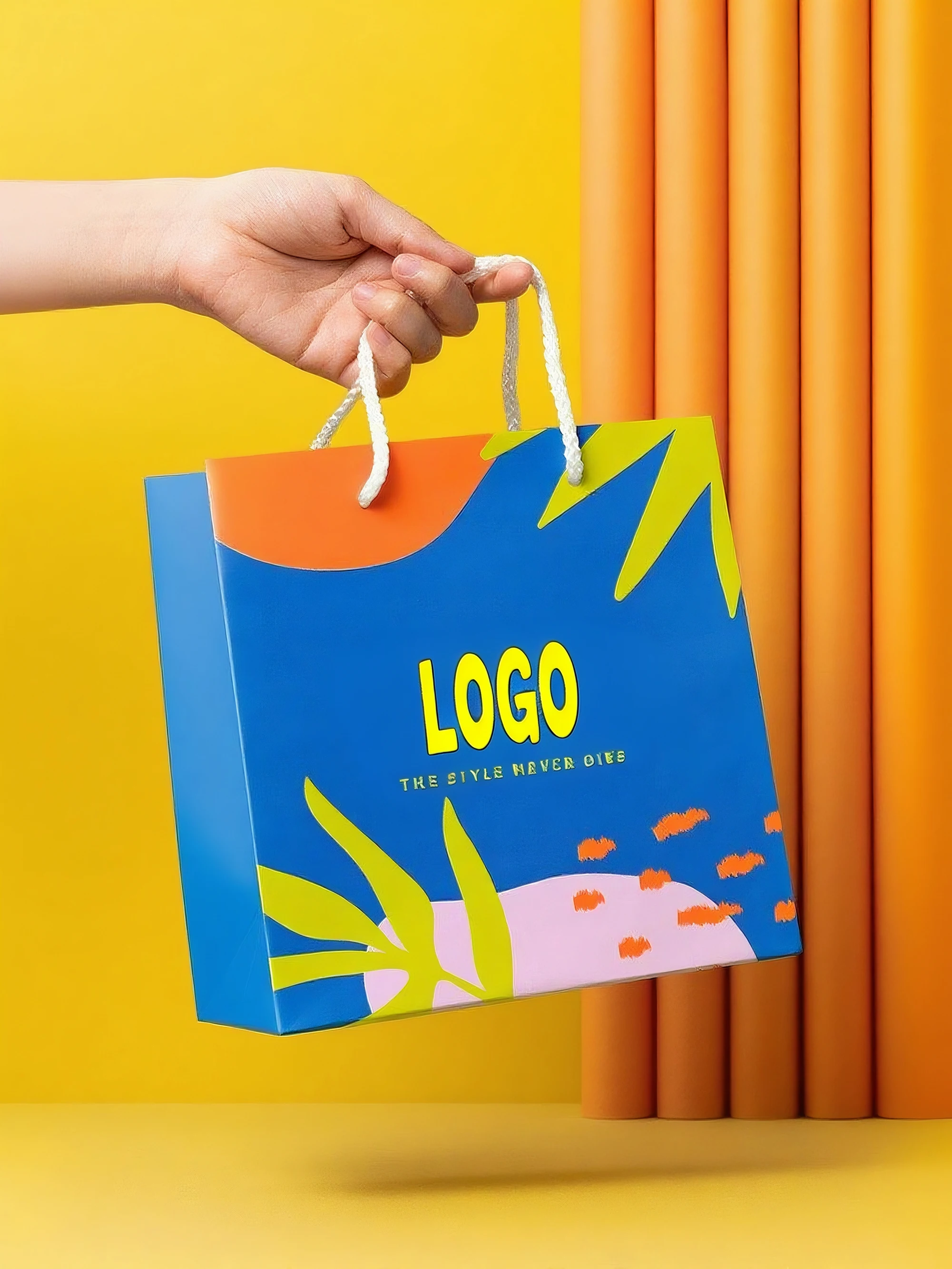 Customized Folding Kraft Paper Bag with Flat Handle for a Reusable Grocery Shopping Solution - detail 11